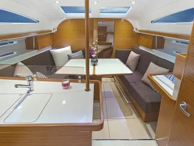 Salon of Pasithea, a Elan Impression 40 sailboat at Primošten, Croatia