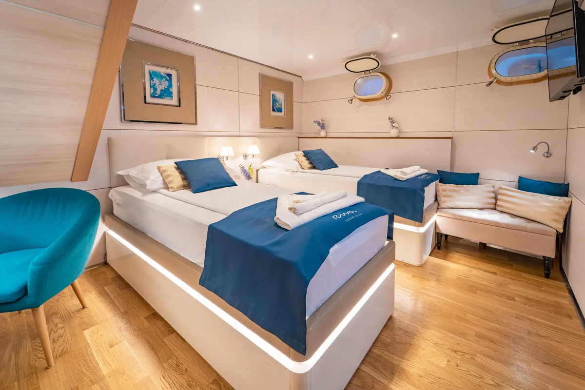 Cabin on Riva, a Gulet Motoryacht motor yacht at Split, Croatia