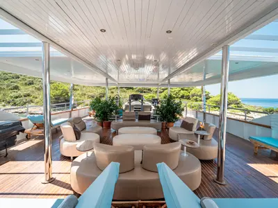 Deck of Riva, a Gulet Motoryacht motor yacht at Split, Croatia