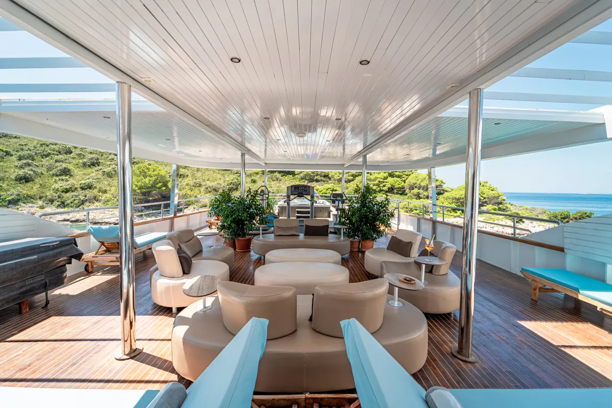 Deck of Riva, a Gulet Motoryacht motor yacht at Split, Croatia