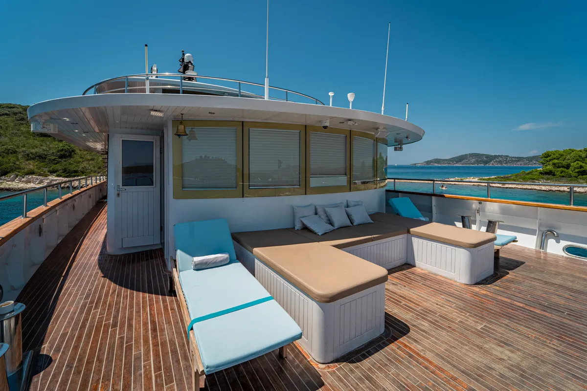 Deck of Riva, a Gulet Motoryacht motor yacht at Split, Croatia