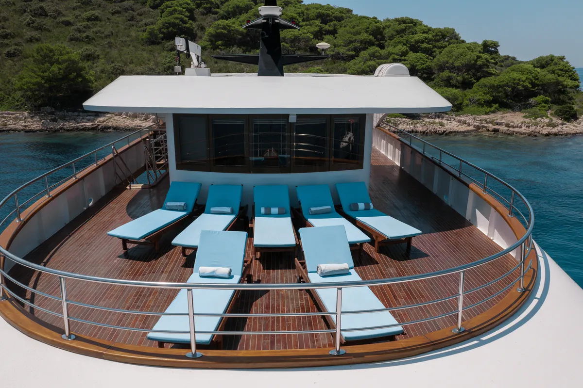 Deck of Riva, a Gulet Motoryacht motor yacht at Split, Croatia