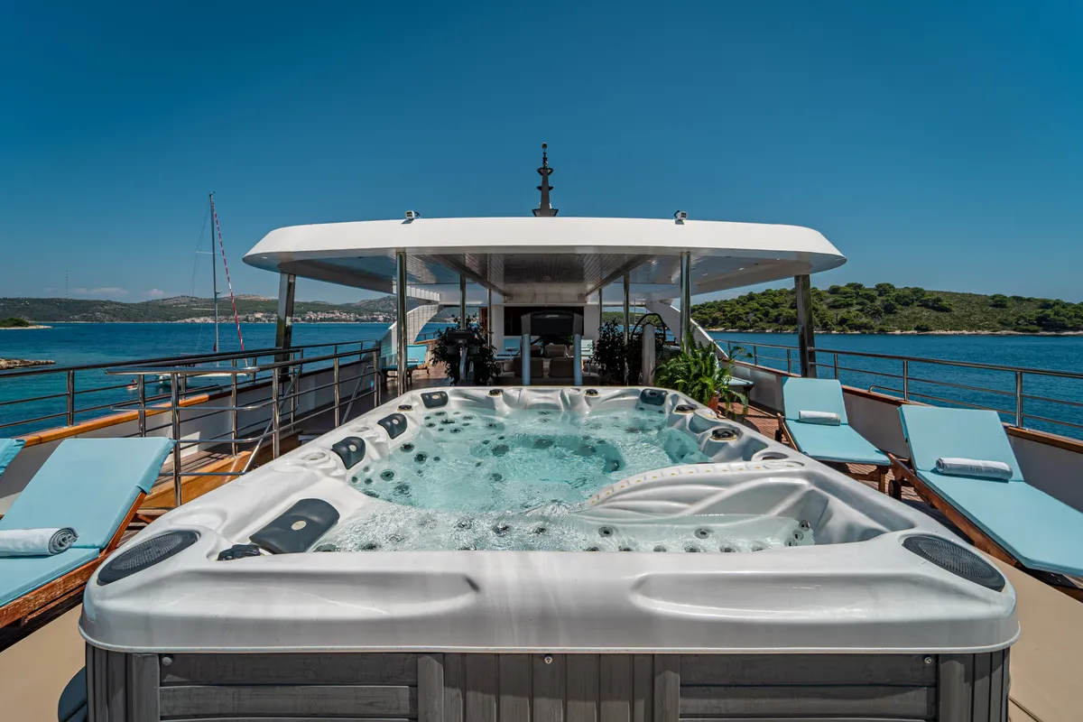 Deck of Riva, a Gulet Motoryacht motor yacht at Split, Croatia