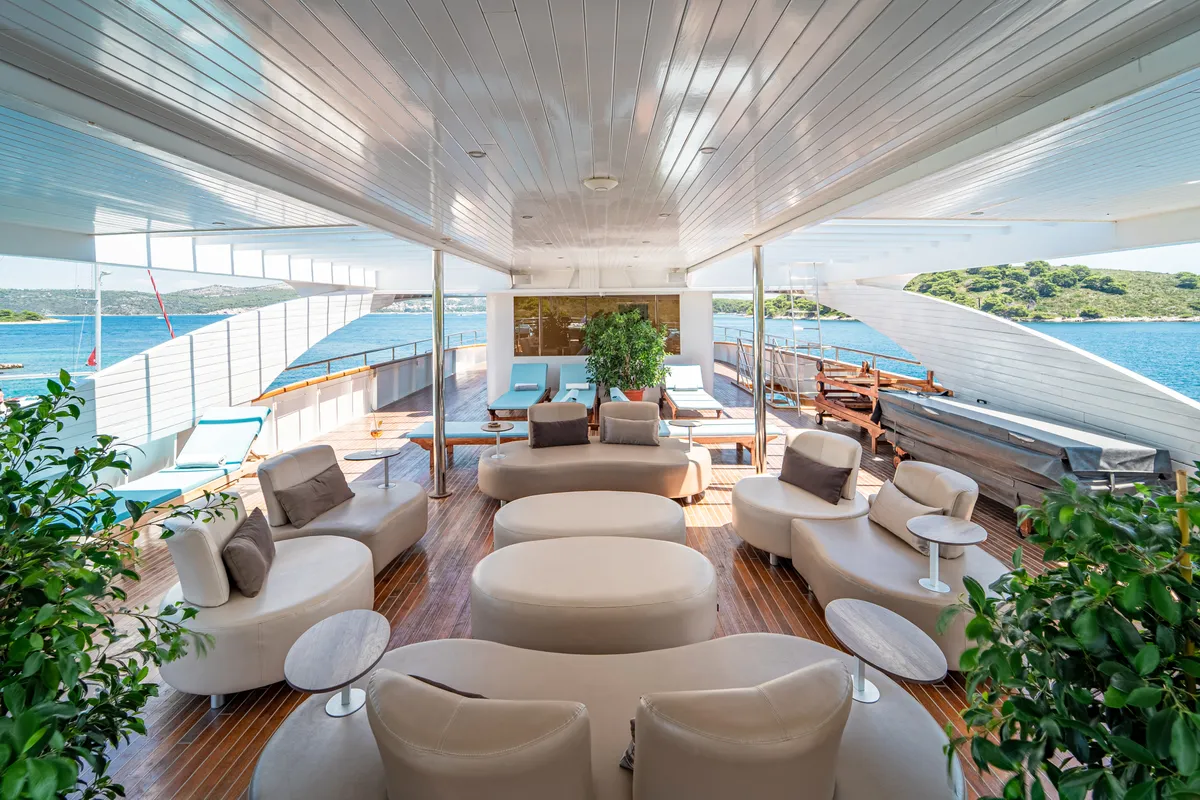 Deck of Riva, a Gulet Motoryacht motor yacht at Split, Croatia