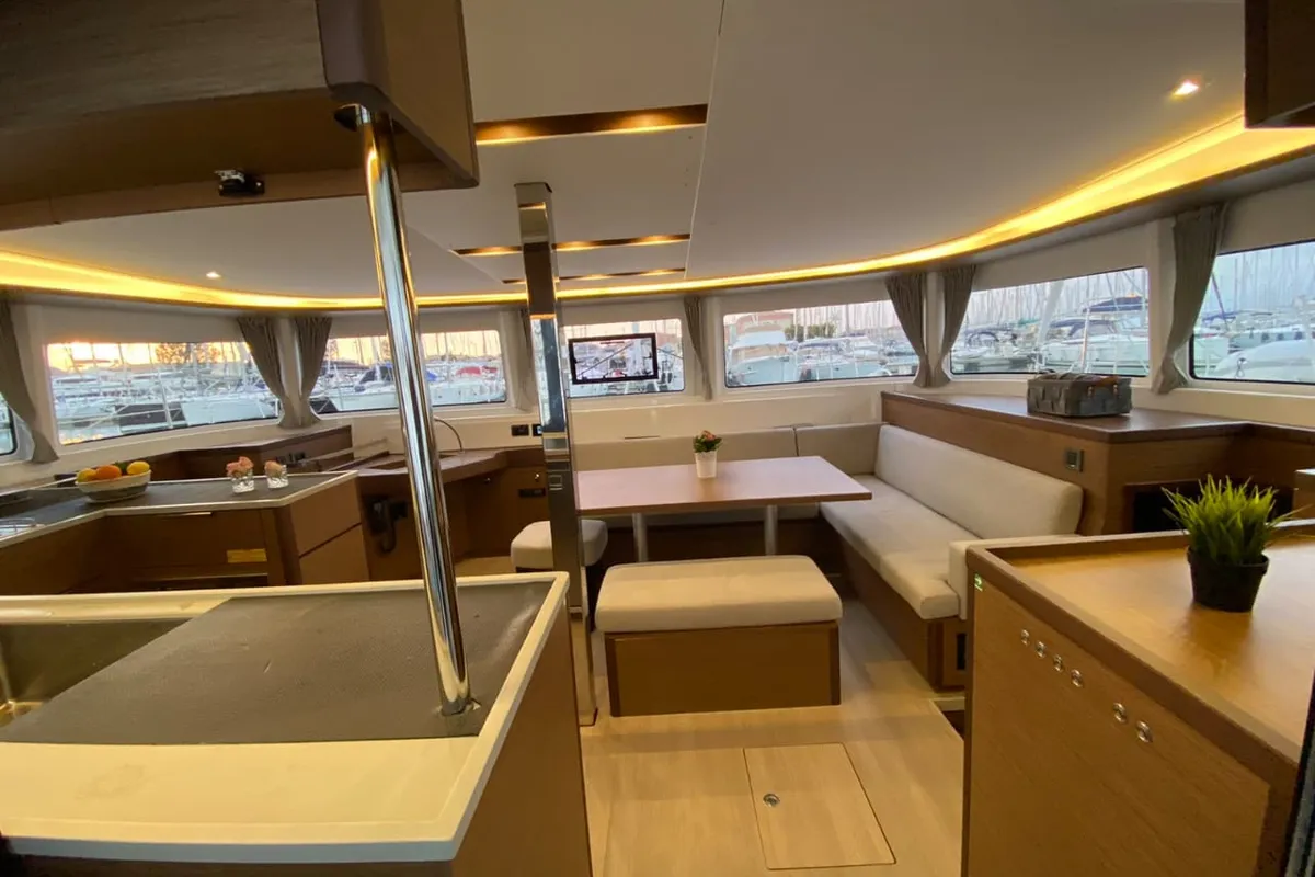 Salon of Alter Ego, a Lagoon 46 catamaran at Municipal Unit of Lefkada, Greece