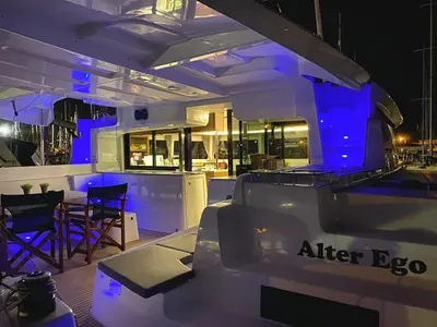 Deck of Alter Ego, a Lagoon 46 catamaran at Municipal Unit of Lefkada, Greece