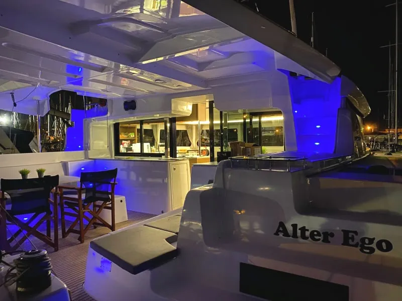 Deck of Alter Ego, a Lagoon 46 catamaran at Municipal Unit of Lefkada, Greece