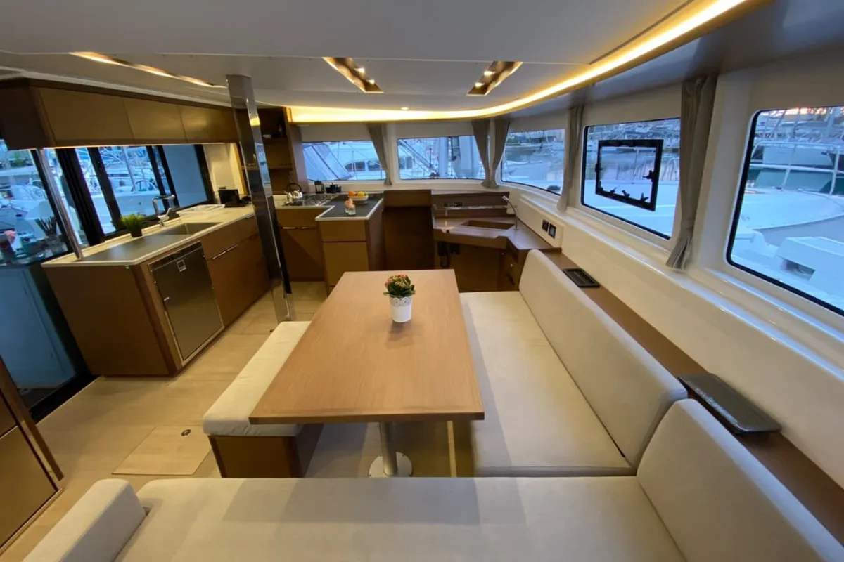 Salon of Alter Ego, a Lagoon 46 catamaran at Municipal Unit of Lefkada, Greece