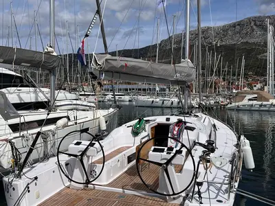 Cockpit of CLIO, a AD Boats Salona 46 sailboat at Kaštela, Croatia