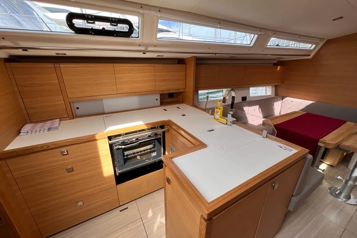 Galley of CLIO, a AD Boats Salona 46 sailboat at Kaštela, Croatia