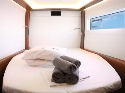 Cabin on Barchetta V, a Lagoon 46 catamaran at Preveza, Greece