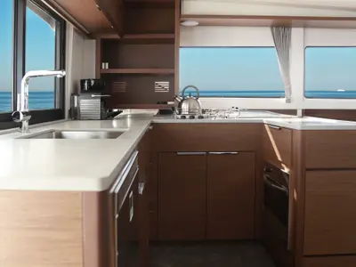 Galley of Barchetta V, a Lagoon 46 catamaran at Preveza, Greece