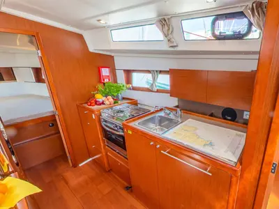 Galley of SAILOR JUPITER, a Beneteau Oceanis 38.1 sailboat at Općina Medulin, Croatia