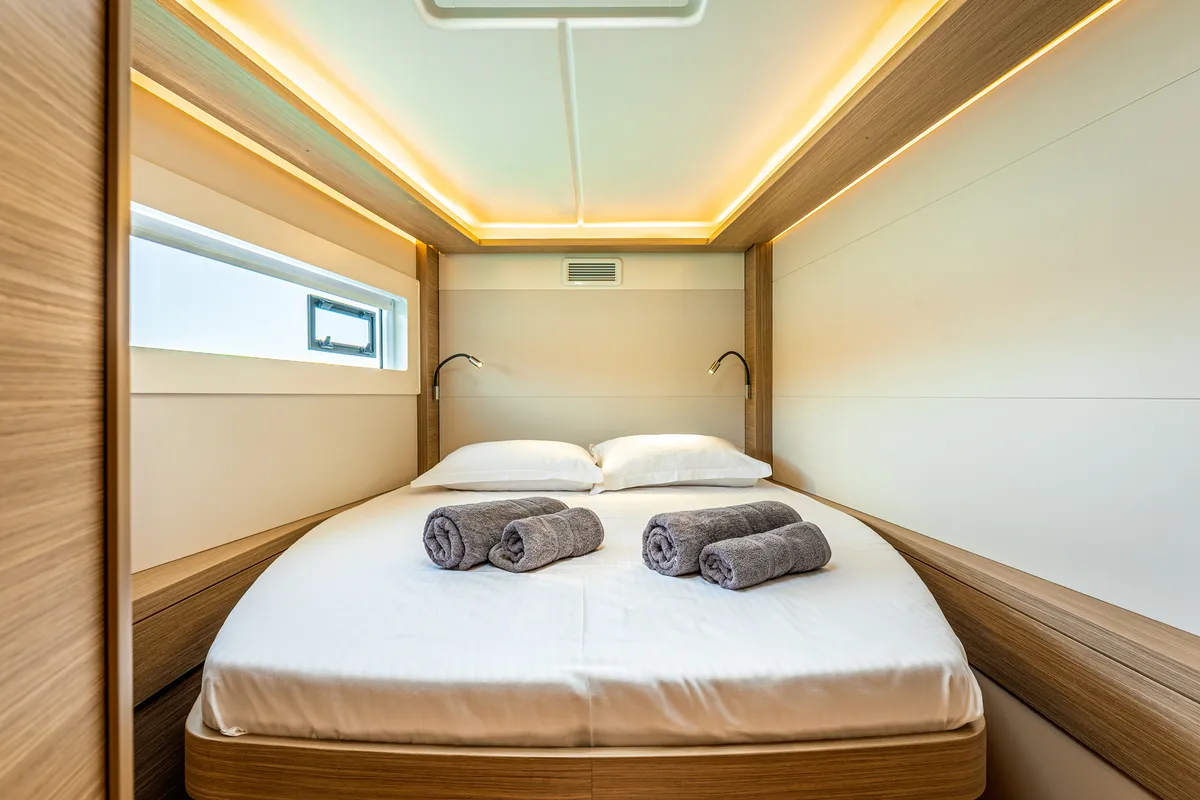 Cabin on BALLO, a Lagoon 46 catamaran at Kontokali, Greece