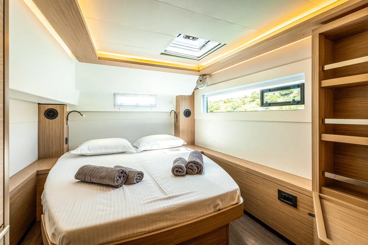 Cabin on BALLO, a Lagoon 46 catamaran at Kontokali, Greece