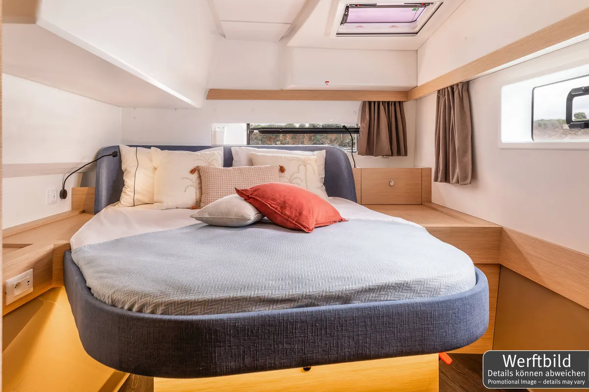 Cabin on Gin Mar, a Fountaine Pajot FP 41 Maesto 3 catamaran at Palma de Mallorca, Spain