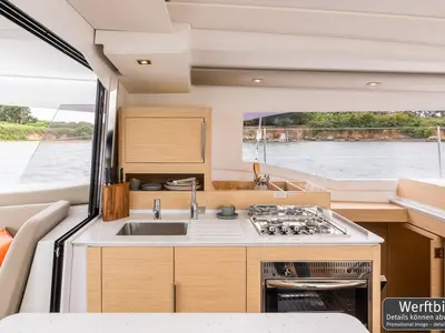 Galley of Gin Mar, a Fountaine Pajot FP 41 Maesto 3 catamaran at Palma de Mallorca, Spain