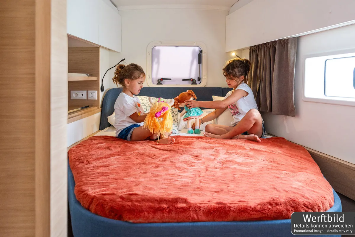 Cabin on Gin Mar, a Fountaine Pajot FP 41 Maesto 3 catamaran at Palma de Mallorca, Spain
