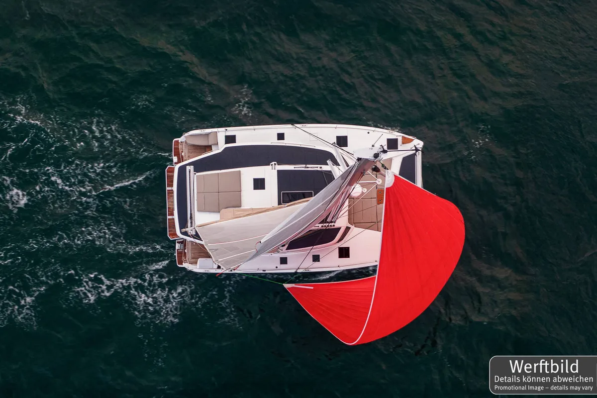 Exterior view of Gin Mar, a Fountaine Pajot FP 41 Maesto 3 catamaran at Palma de Mallorca, Spain