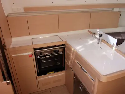 Galley of Arashi, a Elan Impression 35 sailboat at Punat, Croatia