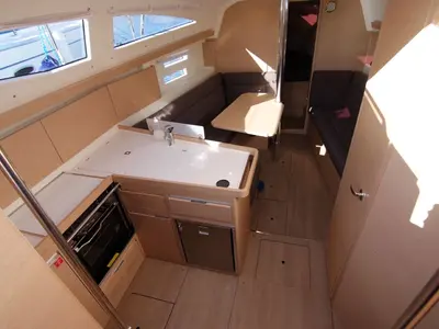 Salon of Arashi, a Elan Impression 35 sailboat at Punat, Croatia