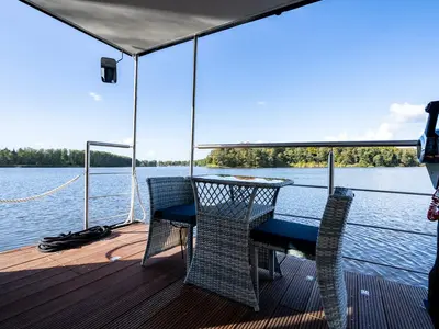 Deck of Liberty, a Woma D13 motorboat at Fürstenberg (Havel), Germany