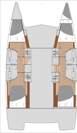 Floor plan of Angelica, a Fountaine Pajot Isla 40 catamaran at Athens, Greece