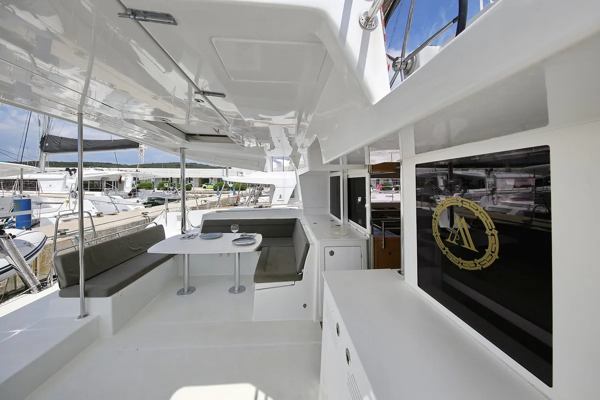 Deck of Ladies And Gentlemen, a Lagoon 450 catamaran at Općina Sukošan, Croatia