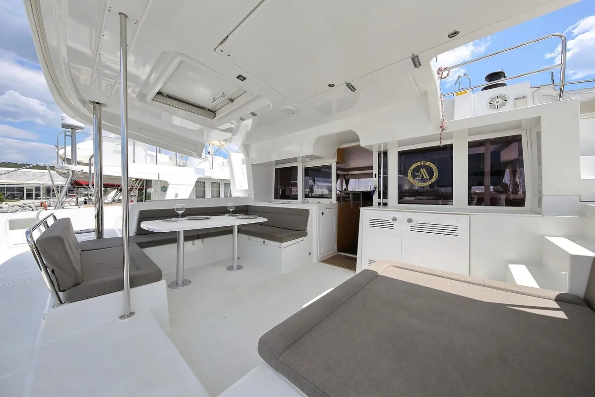 Deck of Ladies And Gentlemen, a Lagoon 450 catamaran at Općina Sukošan, Croatia