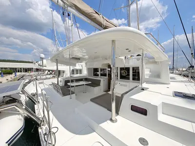 Deck of Ladies And Gentlemen, a Lagoon 450 catamaran at Općina Sukošan, Croatia
