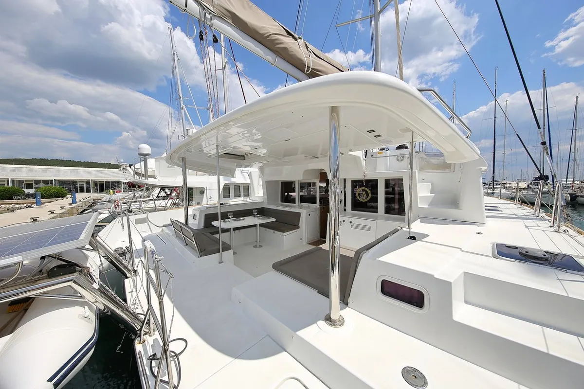 Deck of Ladies And Gentlemen, a Lagoon 450 catamaran at Općina Sukošan, Croatia