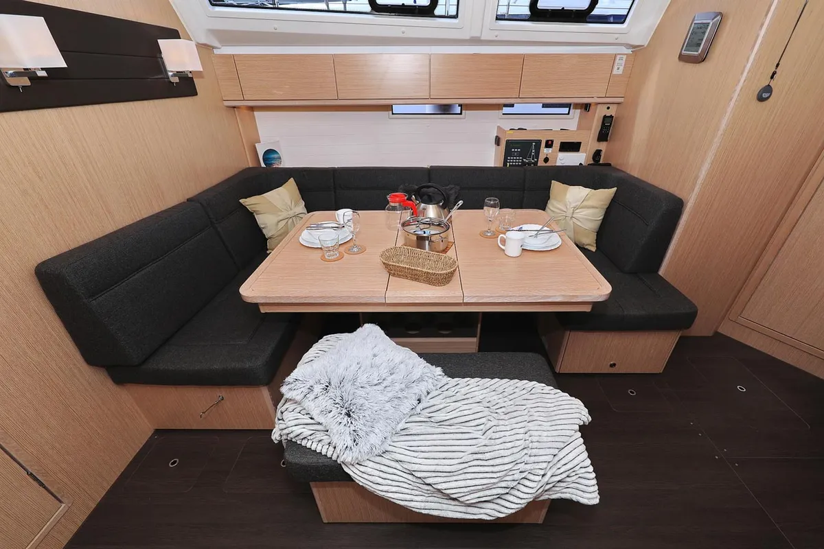 Salon of Aiolos I, a Bavaria Cruiser 46 sailboat at Grad Biograd na Moru, Croatia
