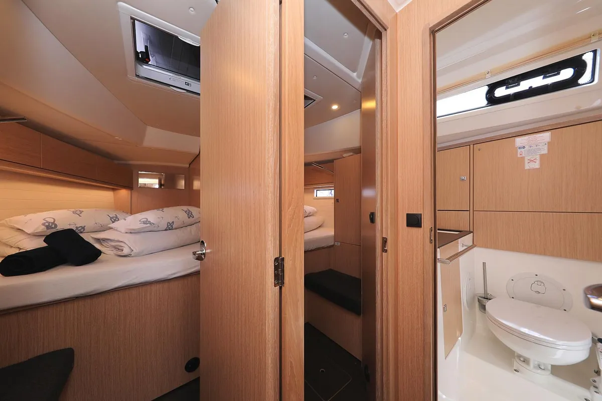 Salon of Aiolos I, a Bavaria Cruiser 46 sailboat at Grad Biograd na Moru, Croatia
