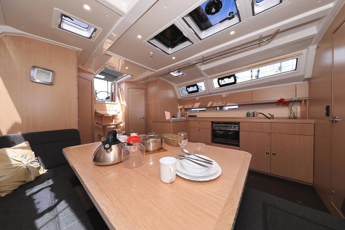 Salon of Aiolos I, a Bavaria Cruiser 46 sailboat at Grad Biograd na Moru, Croatia
