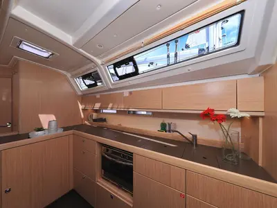 Galley of Aiolos I, a Bavaria Cruiser 46 sailboat at Grad Biograd na Moru, Croatia