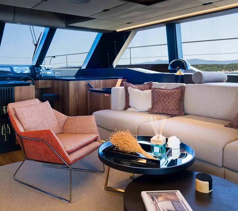 Salon of Amber One, a Sunreef 70 Power catamaran at Kaštela, Croatia