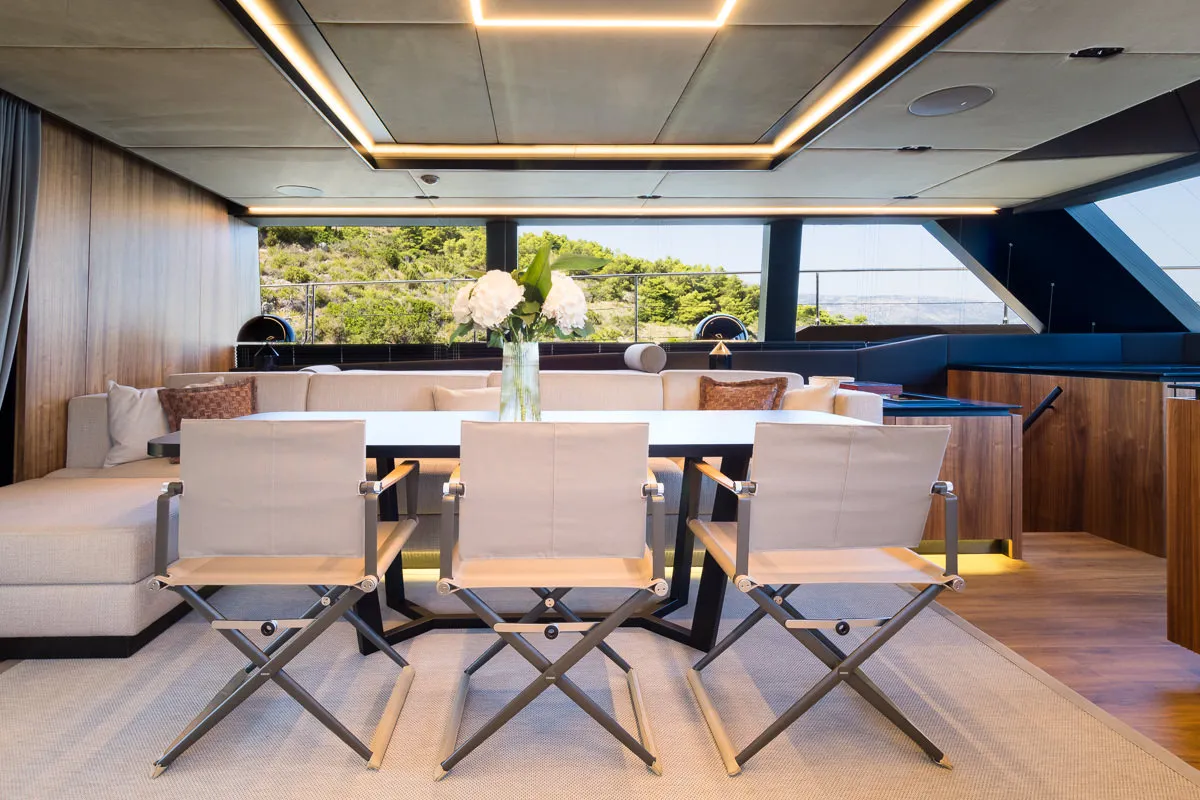 Salon of Amber One, a Sunreef 70 Power catamaran at Kaštela, Croatia