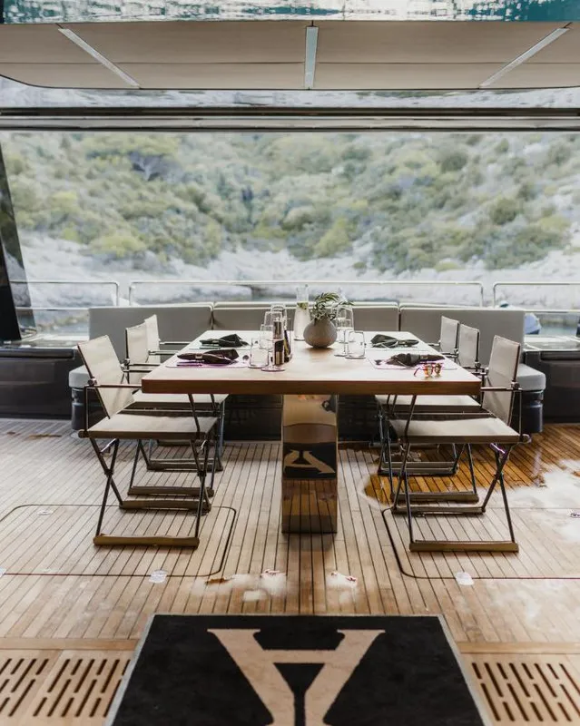 Deck of Amber One, a Sunreef 70 Power catamaran at Kaštela, Croatia