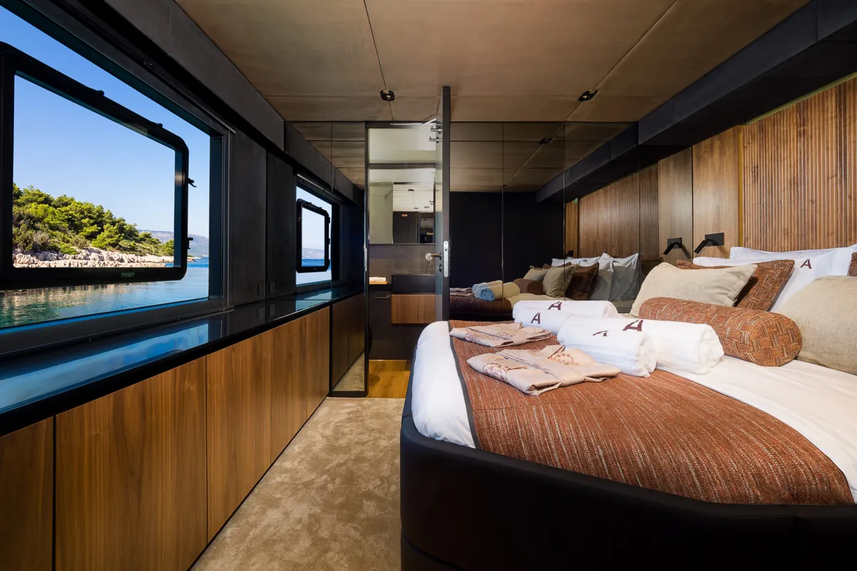 Cabin on Amber One, a Sunreef 70 Power catamaran at Kaštela, Croatia