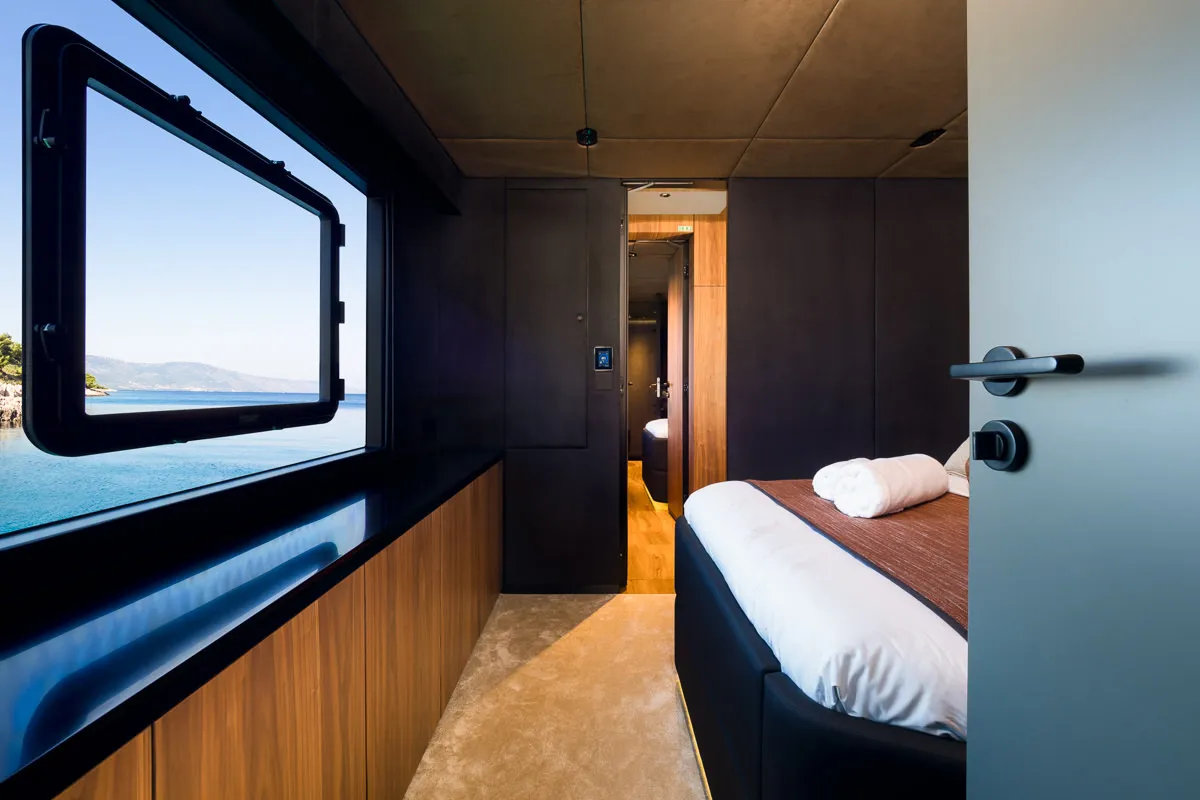 Cabin on Amber One, a Sunreef 70 Power catamaran at Kaštela, Croatia