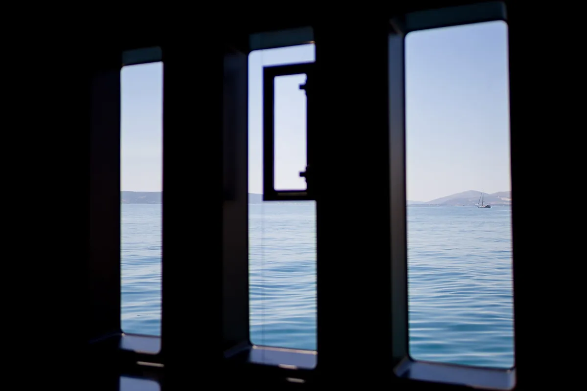 Salon of Amber One, a Sunreef 70 Power catamaran at Kaštela, Croatia