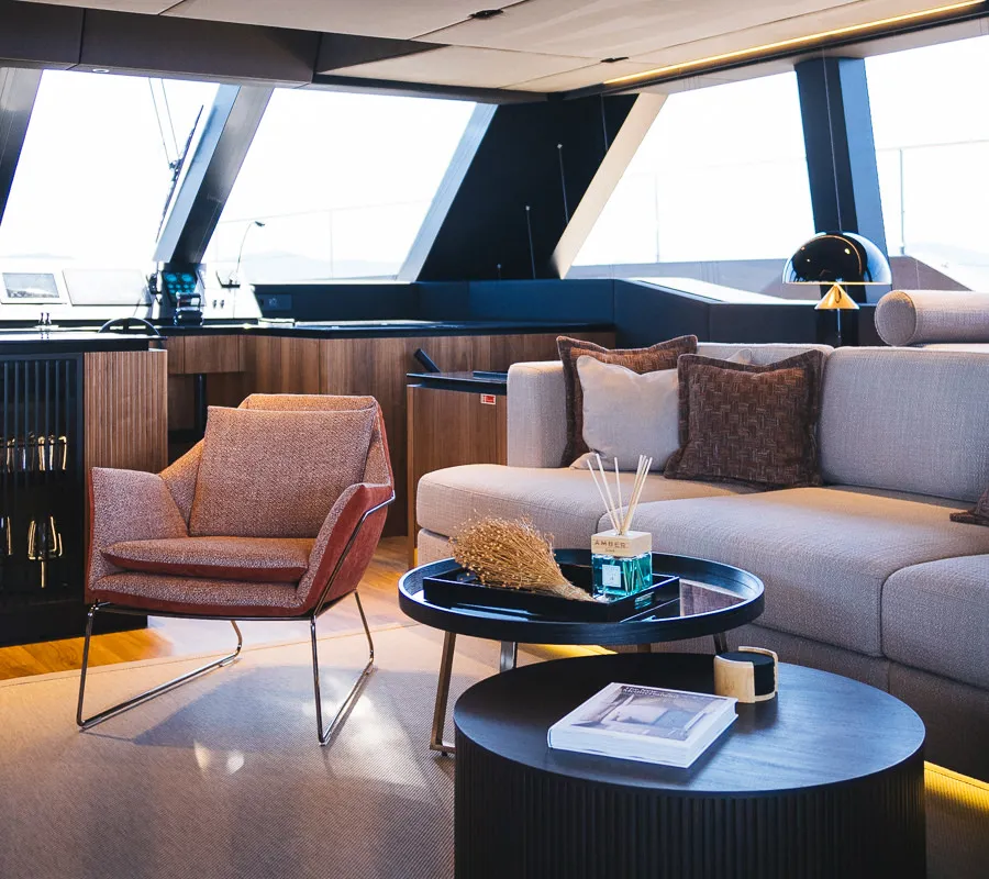 Salon of Amber One, a Sunreef 70 Power catamaran at Kaštela, Croatia