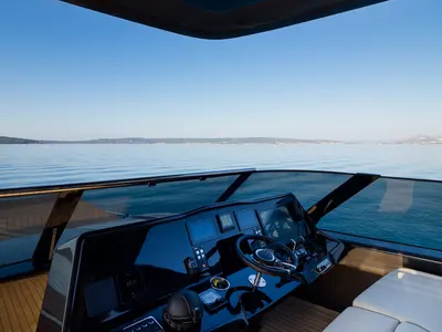 Cockpit of Amber One, a Sunreef 70 Power catamaran at Kaštela, Croatia