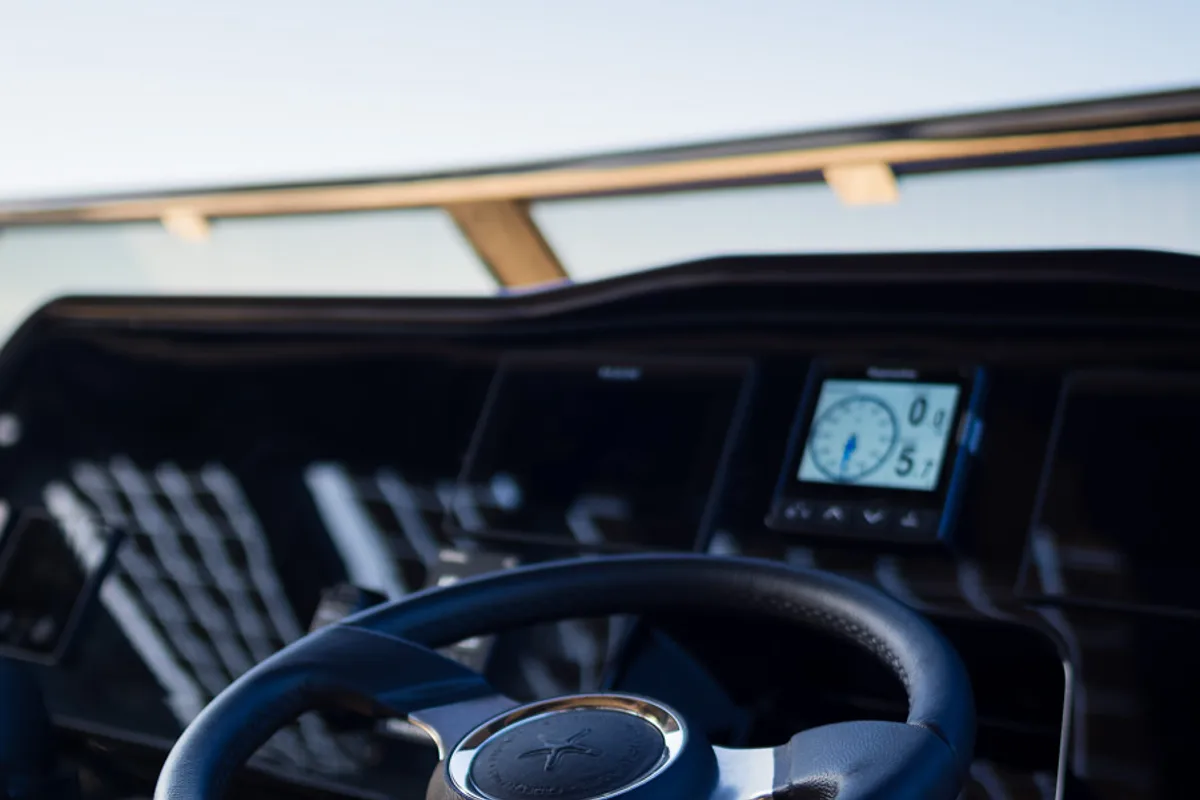 Cockpit of Amber One, a Sunreef 70 Power catamaran at Kaštela, Croatia