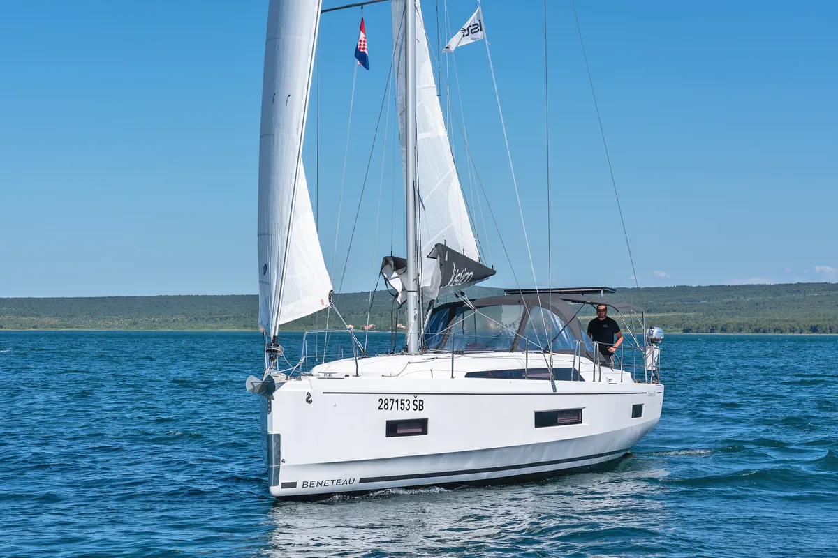 Exterior view of First Passion, a Beneteau Oceanis 40.1 sailboat at Skradin, Croatia