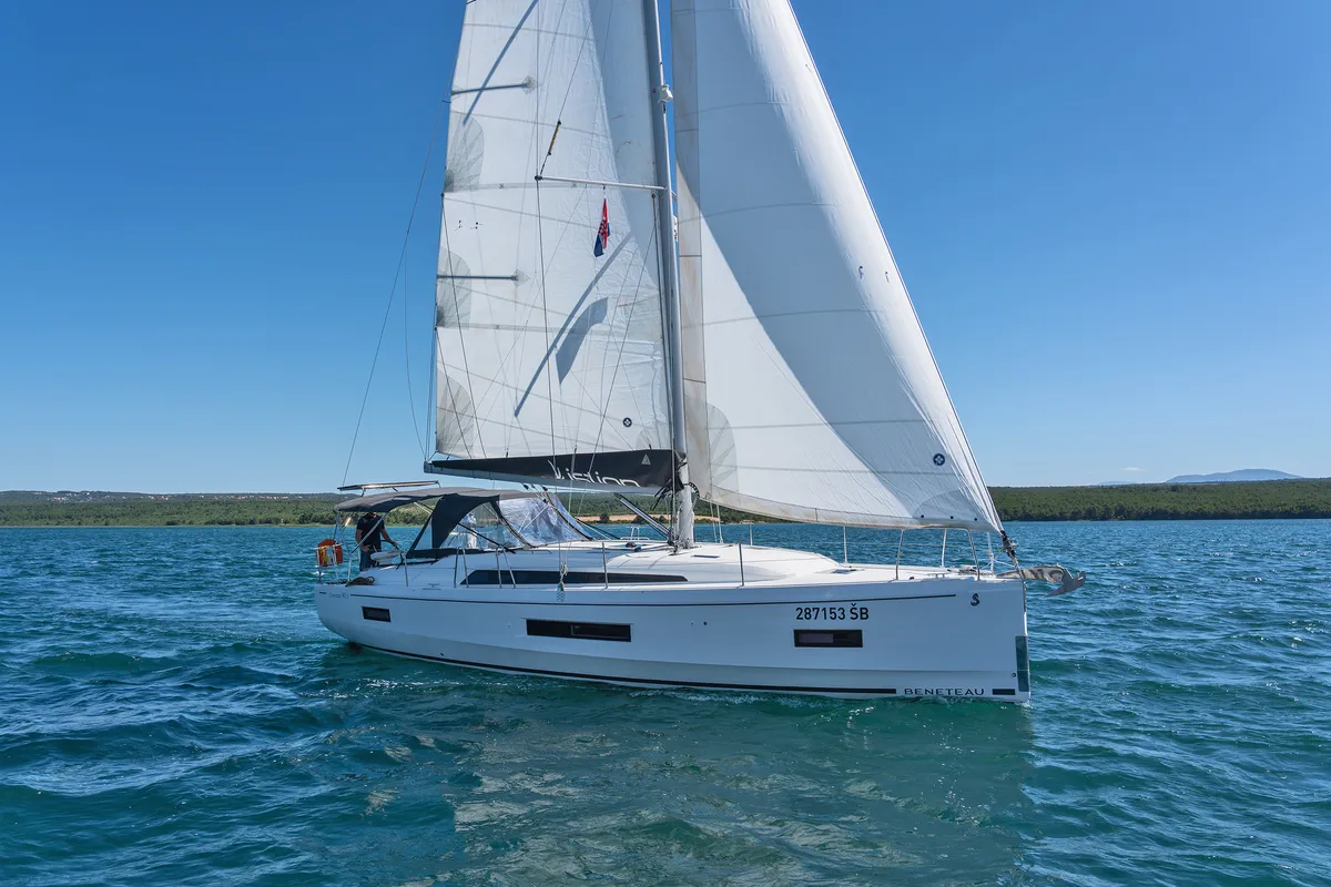 Exterior view of First Passion, a Beneteau Oceanis 40.1 sailboat at Skradin, Croatia