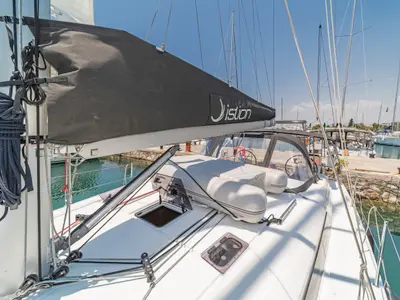 Deck of First Passion, a Beneteau Oceanis 40.1 sailboat at Skradin, Croatia