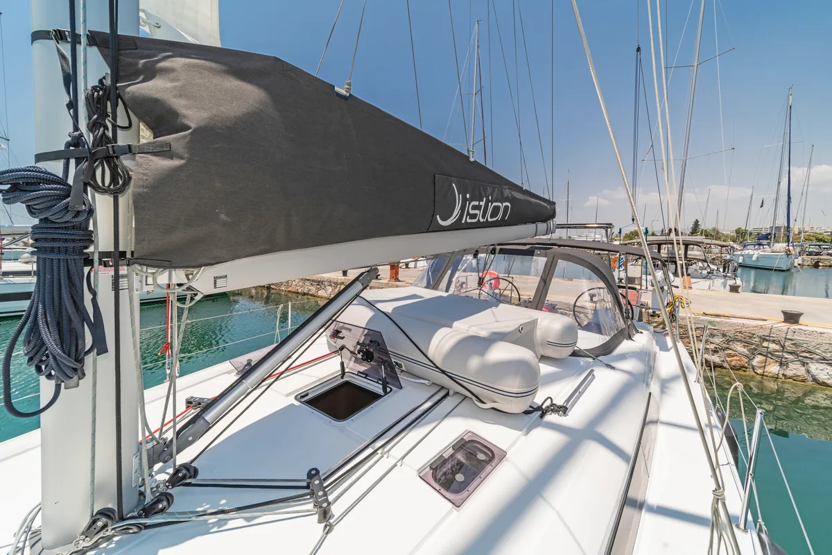 Deck of First Passion, a Beneteau Oceanis 40.1 sailboat at Skradin, Croatia