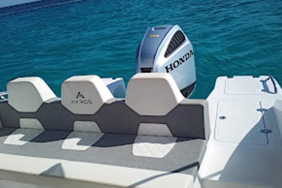 Deck of Comfort, a Gulet Ayros 24 motorboat at Ibiza, Spain