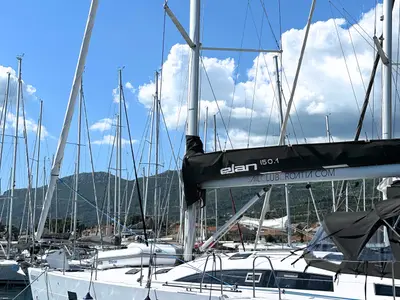 Seaduction, a Elan Impression 50.1 sailboat at Grad Kaštela, Croatia